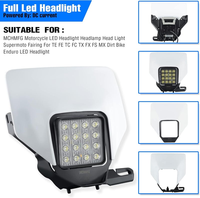 MCHMFG Dirtbike Headlight,LED Enduro Pit Bike Light Kit Universal For Most Dirt Pit Bike Motorcycle TC FC TE FE TX FX - Image 2